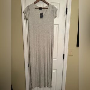 NWT Olivia Rae Gray V-Neck Sheath Maxi Dress $69 Anthropologie Medium